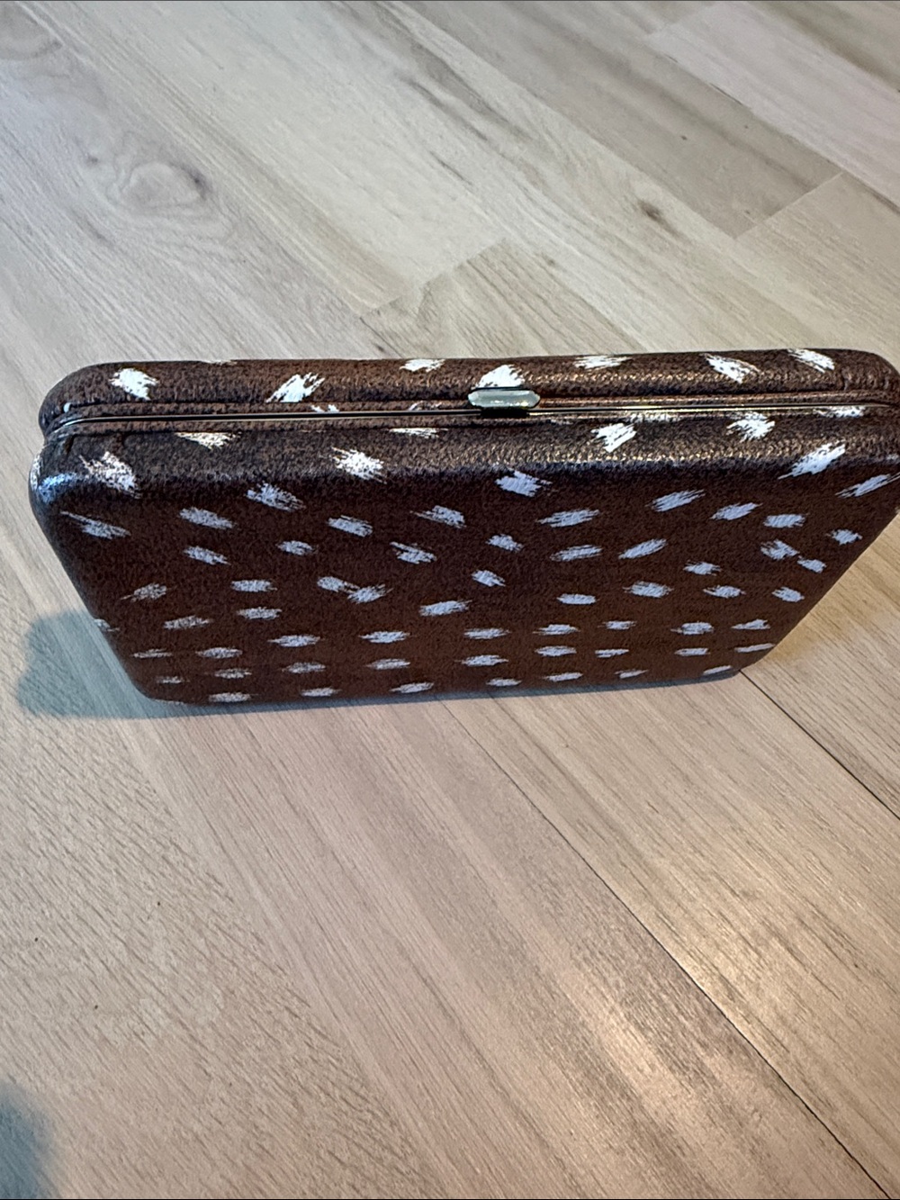 Spotted Brown Faux Pony Hair Clutch Wallet